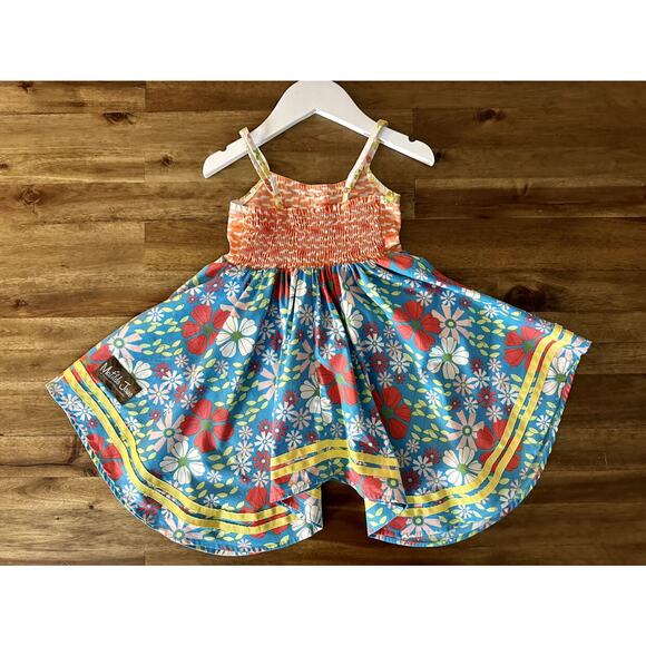 Matilda Jane Hello Lovely! Always Twirling Sleeveless Floral Dress Orange Blue - Picture 9 of 9
